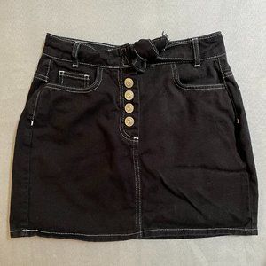 BDG Black "Kirby" Button Front Belted Denim Skirt
